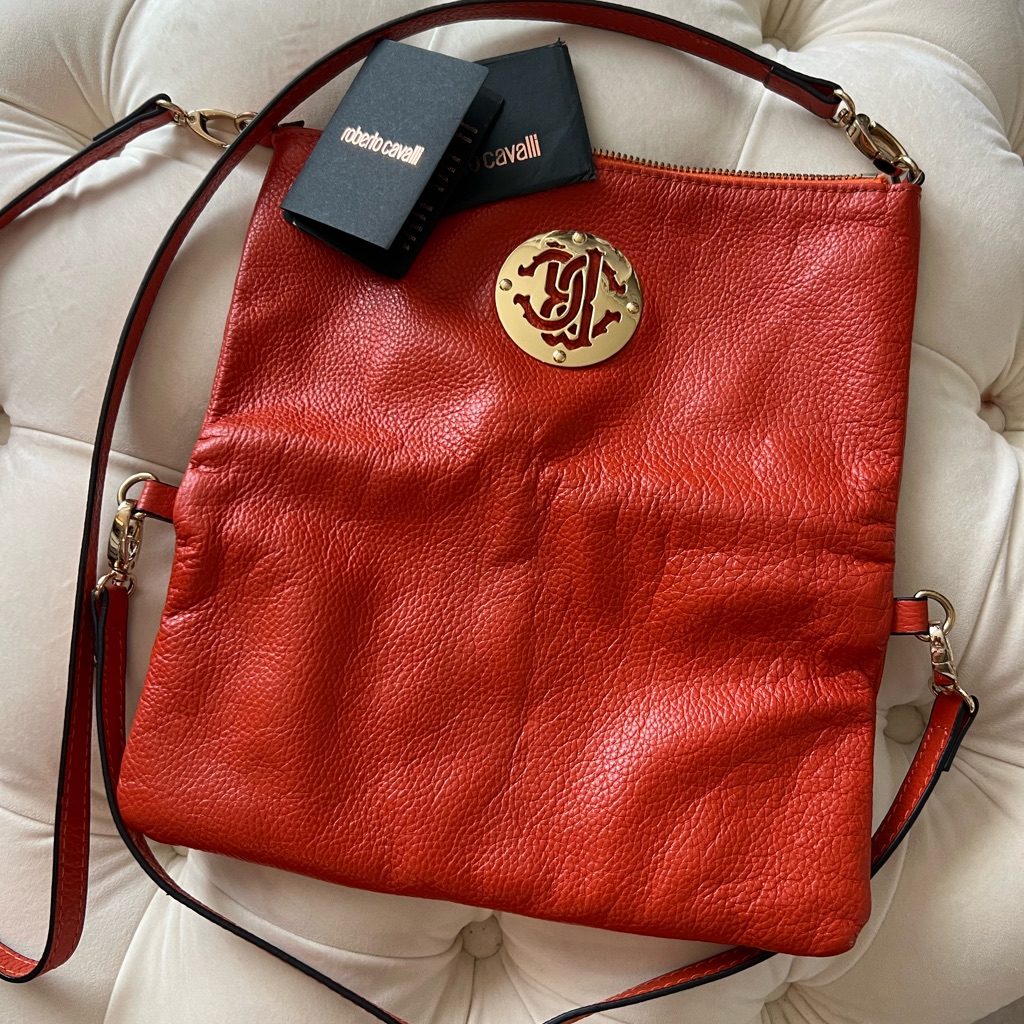 Roberto Cavalli Vibrant Orange Crossbody Bag